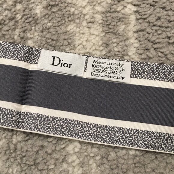 Dioriviera Toile de Jouy Palms Mitzah Scarf Celestial Blue and White Silk Twill - Picture 5 of 5